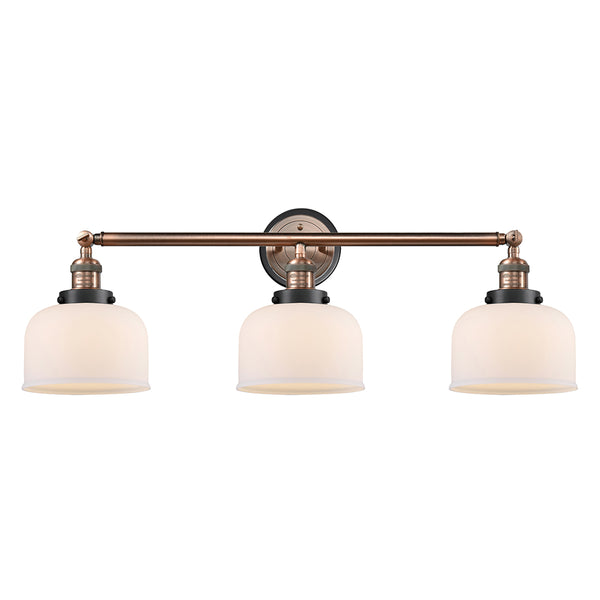 Bell Bath Vanity Light shown in the Antique Copper finish with a Matte White shade