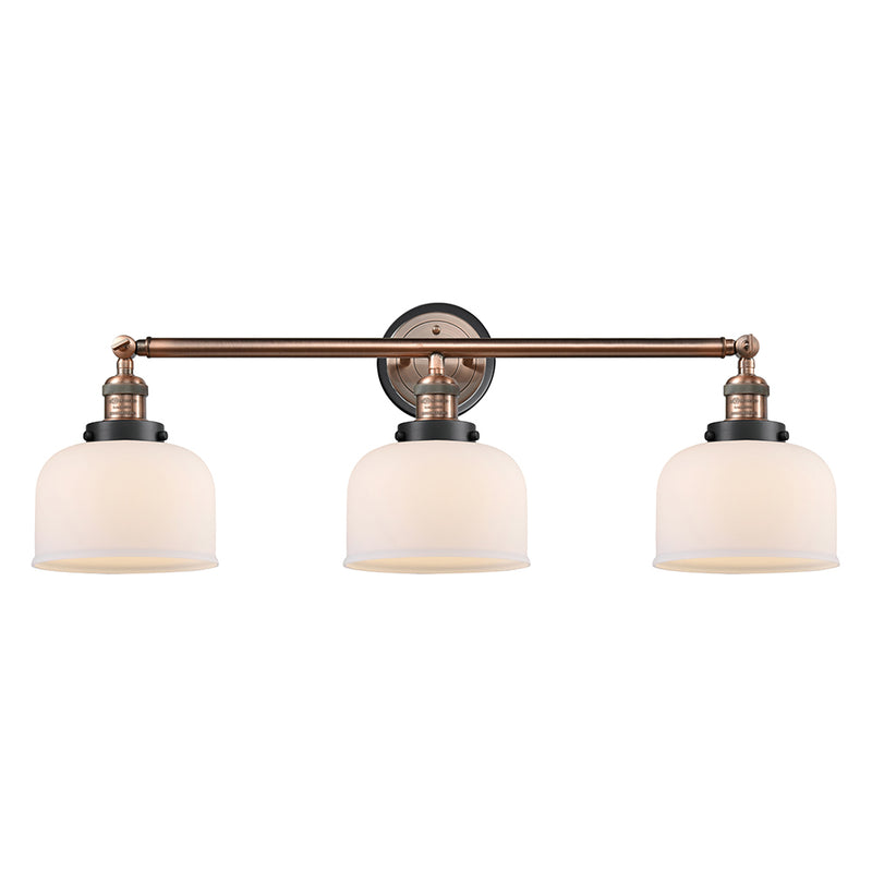 Bell Bath Vanity Light shown in the Antique Copper finish with a Matte White shade