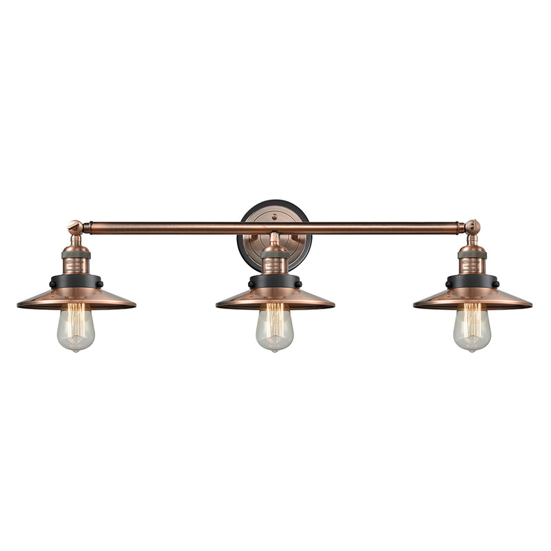 Railroad Bath Vanity Light shown in the Antique Copper finish with a Antique Copper shade