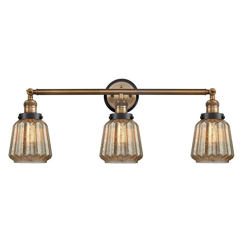 Chatham Bath Vanity Light shown in the Brushed Brass finish with a Mercury shade