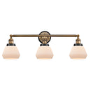 Fulton Bath Vanity Light shown in the Brushed Brass finish with a Matte White shade