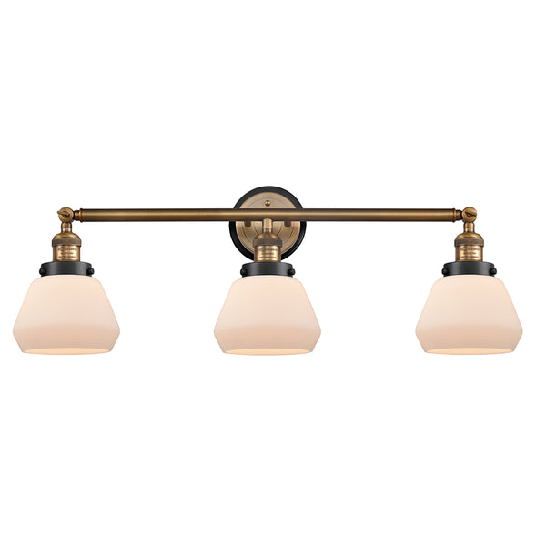Fulton Bath Vanity Light shown in the Brushed Brass finish with a Matte White shade
