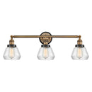 Fulton Bath Vanity Light shown in the Brushed Brass finish with a Clear shade