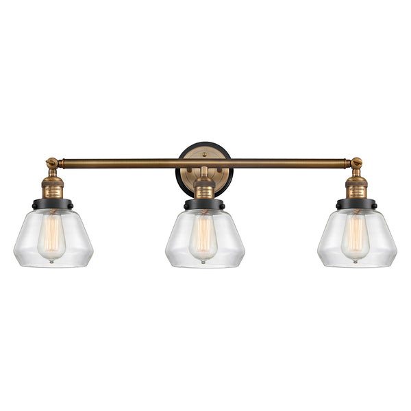 Fulton Bath Vanity Light shown in the Brushed Brass finish with a Clear shade