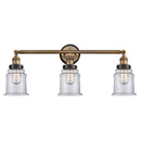 Canton Bath Vanity Light shown in the Brushed Brass finish with a Clear shade