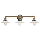 Halophane Bath Vanity Light shown in the Brushed Brass finish with a Matte White Halophane shade