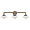 Halophane Bath Vanity Light shown in the Brushed Brass finish with a Matte White Halophane shade