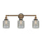 Stanton Bath Vanity Light shown in the Brushed Brass finish with a Clear Wire Mesh shade