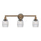 Colton Bath Vanity Light shown in the Brushed Brass finish with a Clear Halophane shade