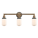 Dover Bath Vanity Light shown in the Brushed Brass finish with a Matte White shade