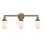 Dover Bath Vanity Light shown in the Brushed Brass finish with a Matte White shade