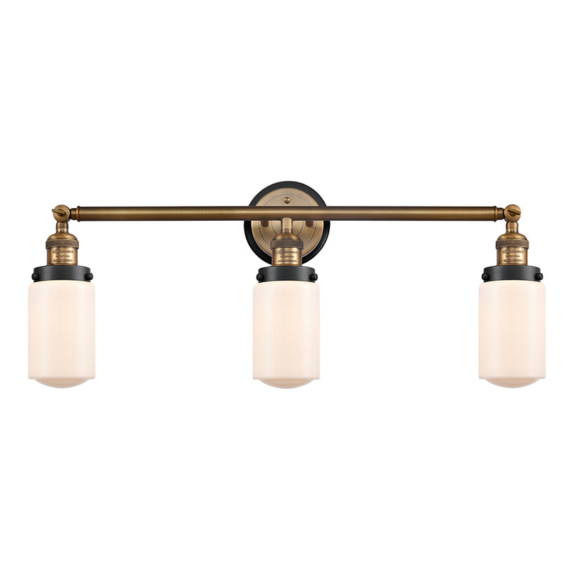 Dover Bath Vanity Light shown in the Brushed Brass finish with a Matte White shade