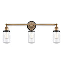 Dover Bath Vanity Light shown in the Brushed Brass finish with a Clear shade