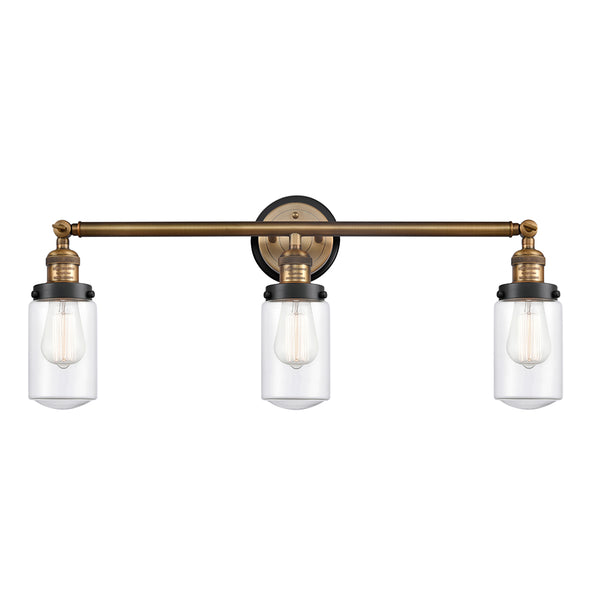 Dover Bath Vanity Light shown in the Brushed Brass finish with a Clear shade