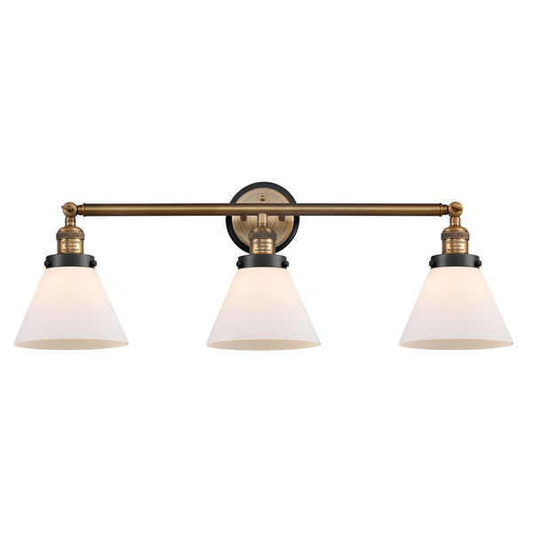 Cone Bath Vanity Light shown in the Brushed Brass finish with a Matte White shade