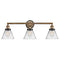 Cone Bath Vanity Light shown in the Brushed Brass finish with a Clear shade