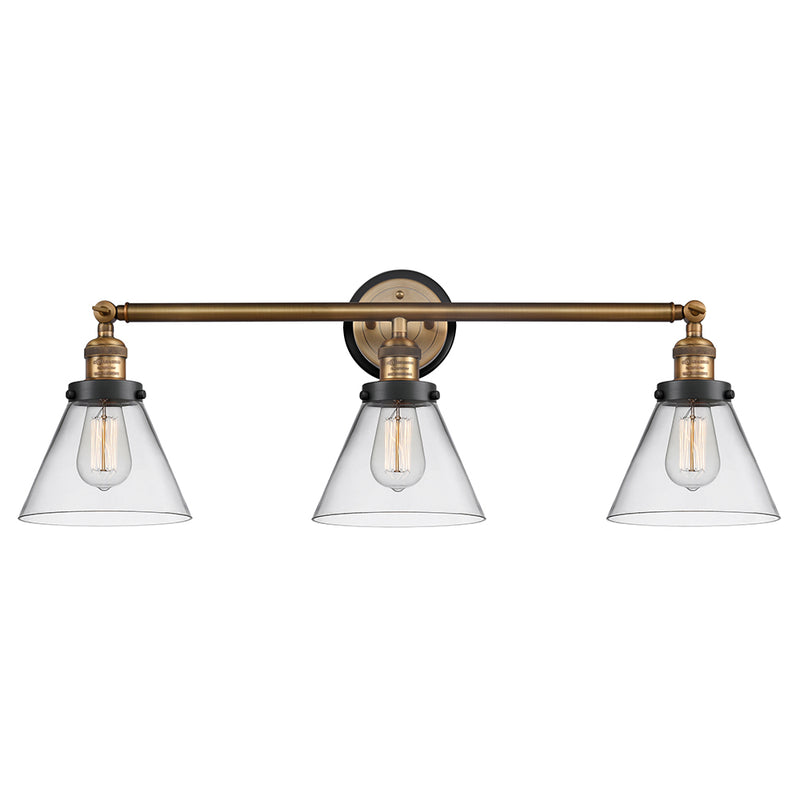 Cone Bath Vanity Light shown in the Brushed Brass finish with a Clear shade