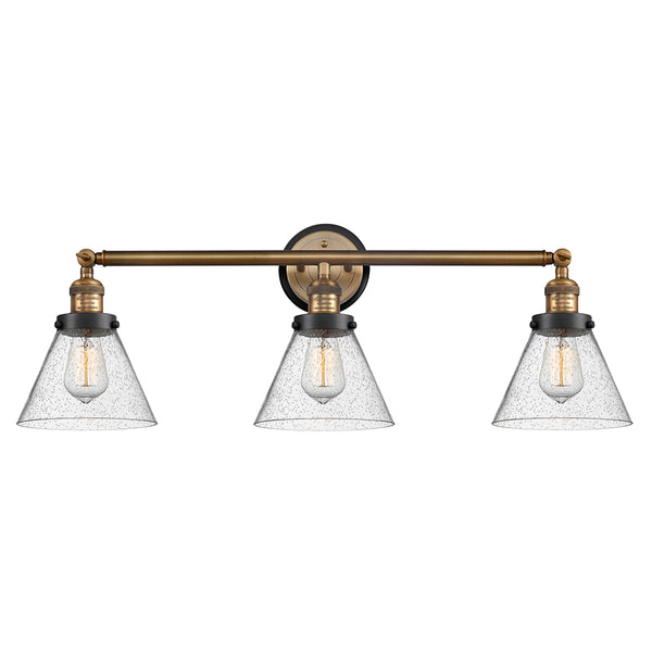 Cone Bath Vanity Light shown in the Brushed Brass finish with a Seedy shade