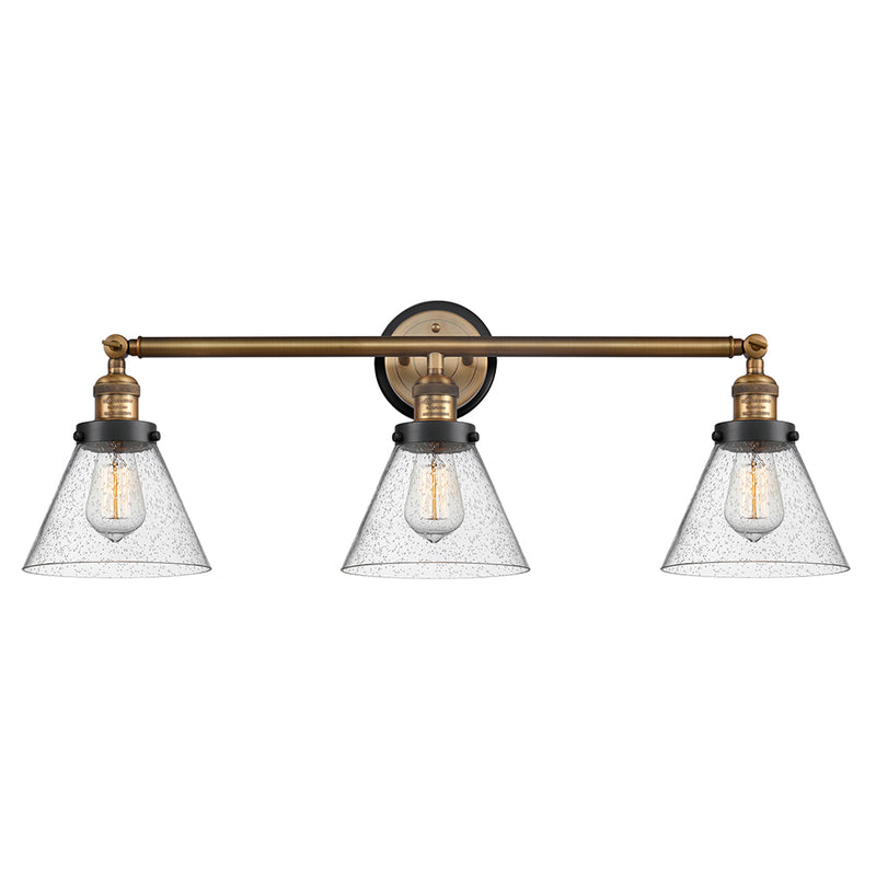 Cone Bath Vanity Light shown in the Brushed Brass finish with a Seedy shade