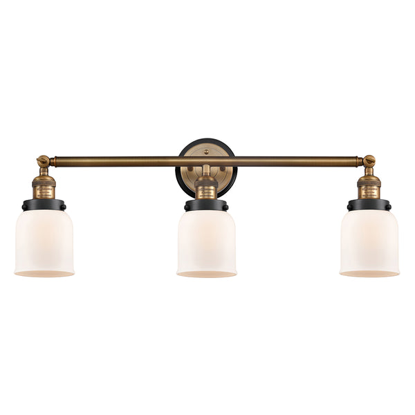 Bell Bath Vanity Light shown in the Brushed Brass finish with a Matte White shade