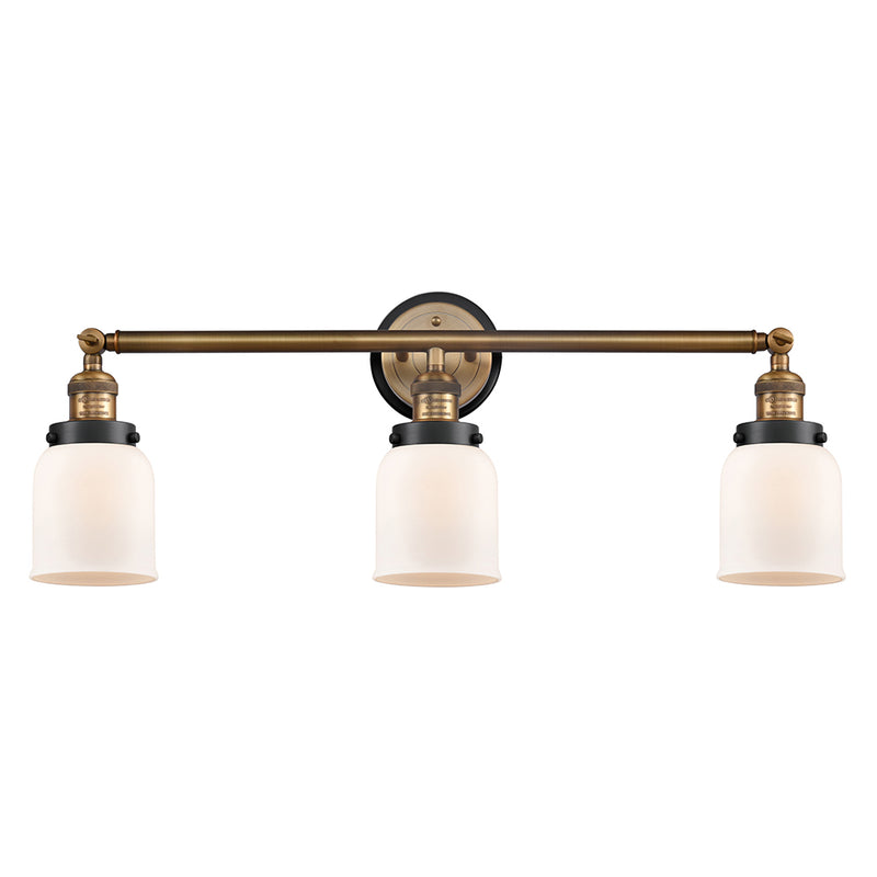 Bell Bath Vanity Light shown in the Brushed Brass finish with a Matte White shade