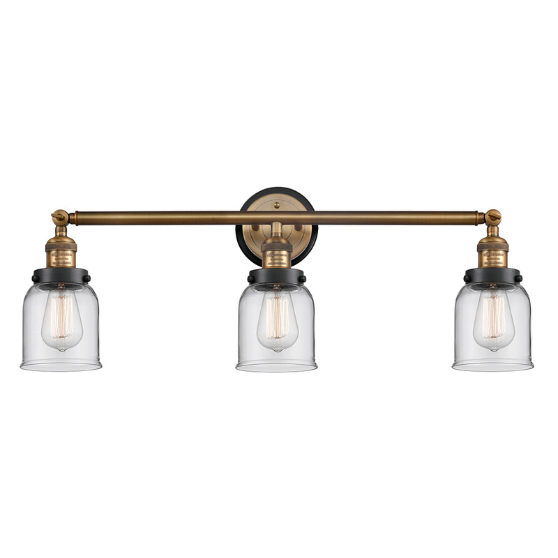 Bell Bath Vanity Light shown in the Brushed Brass finish with a Clear shade