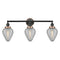 Geneseo Bath Vanity Light shown in the Matte Black finish with a Clear Crackled shade