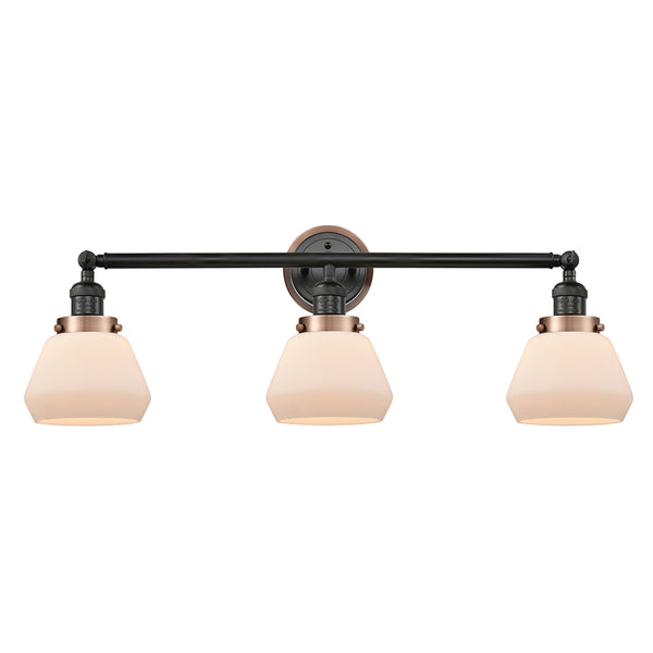Fulton Bath Vanity Light shown in the Matte Black finish with a Matte White shade