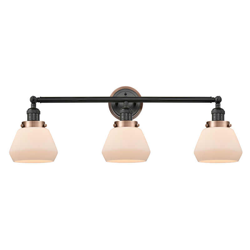 Fulton Bath Vanity Light shown in the Matte Black finish with a Matte White shade