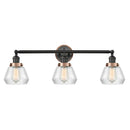 Fulton Bath Vanity Light shown in the Matte Black finish with a Clear shade