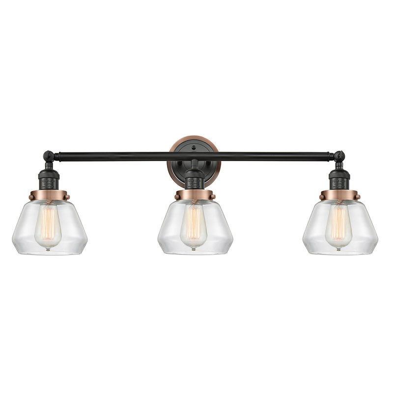 Fulton Bath Vanity Light shown in the Matte Black finish with a Clear shade