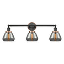 Fulton Bath Vanity Light shown in the Matte Black finish with a Plated Smoke shade