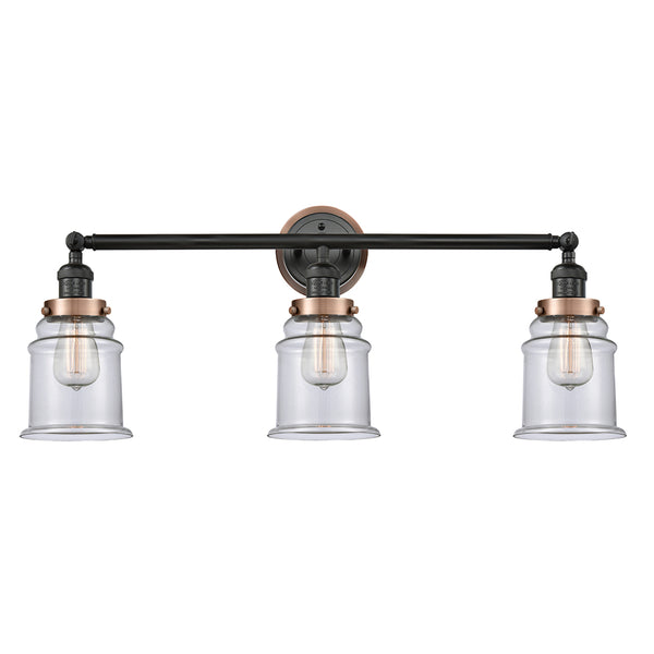 Canton Bath Vanity Light shown in the Matte Black finish with a Clear shade