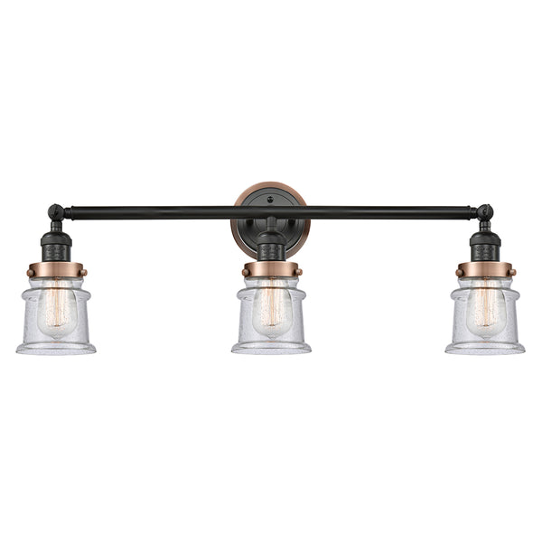 Canton Bath Vanity Light shown in the Matte Black finish with a Seedy shade
