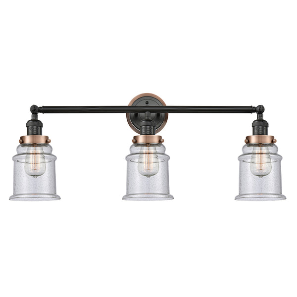 Canton Bath Vanity Light shown in the Matte Black finish with a Seedy shade