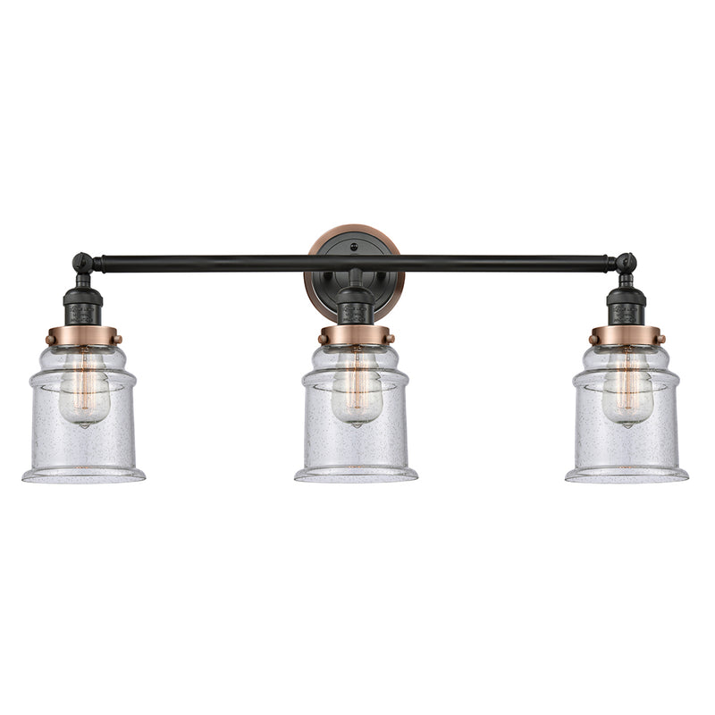 Canton Bath Vanity Light shown in the Matte Black finish with a Seedy shade