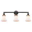 Bellmont Bath Vanity Light shown in the Matte Black finish with a Matte White shade
