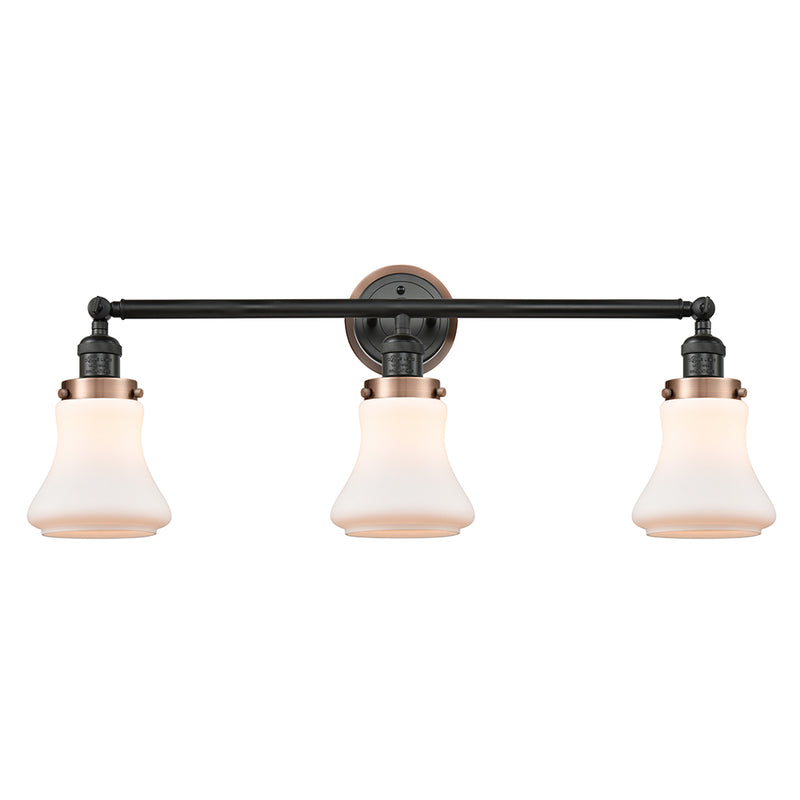 Bellmont Bath Vanity Light shown in the Matte Black finish with a Matte White shade