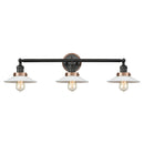 Halophane Bath Vanity Light shown in the Matte Black finish with a Matte White Halophane shade