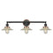 Halophane Bath Vanity Light shown in the Matte Black finish with a Clear Halophane shade