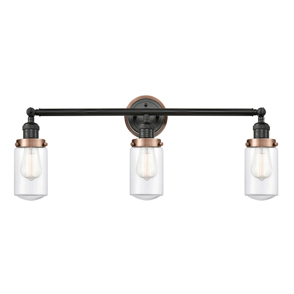 Dover Bath Vanity Light shown in the Matte Black finish with a Clear shade