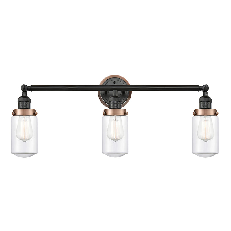 Dover Bath Vanity Light shown in the Matte Black finish with a Clear shade