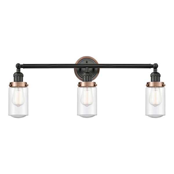 Dover Bath Vanity Light shown in the Matte Black finish with a Seedy shade