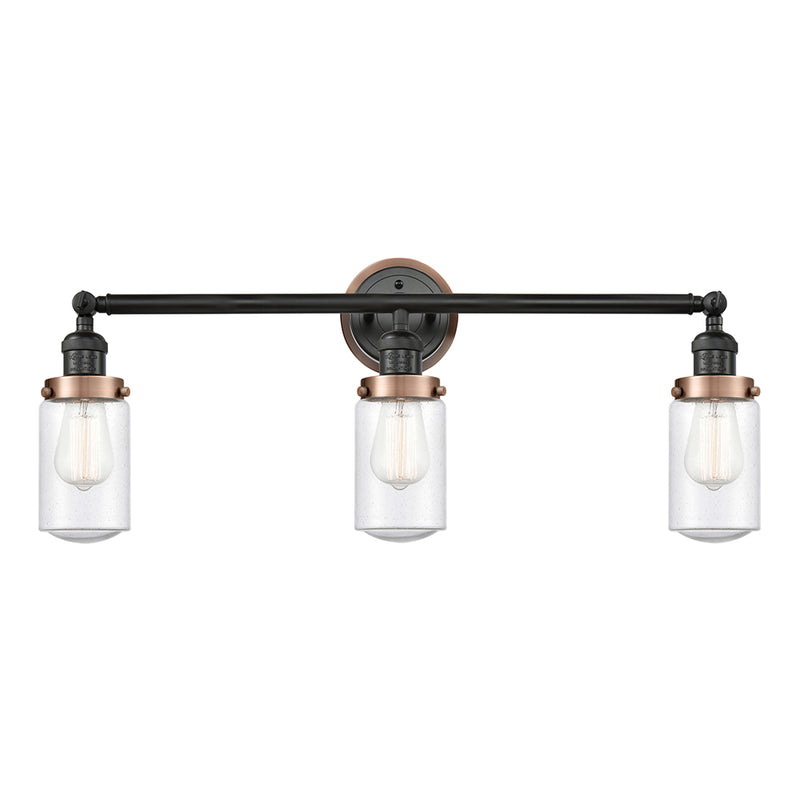 Dover Bath Vanity Light shown in the Matte Black finish with a Seedy shade