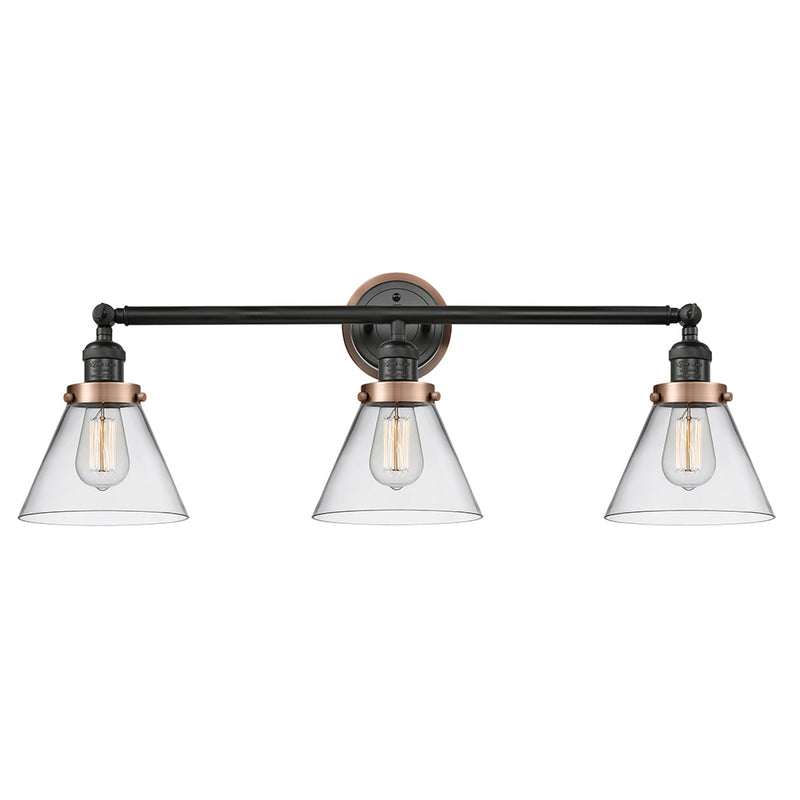 Cone Bath Vanity Light shown in the Matte Black finish with a Clear shade