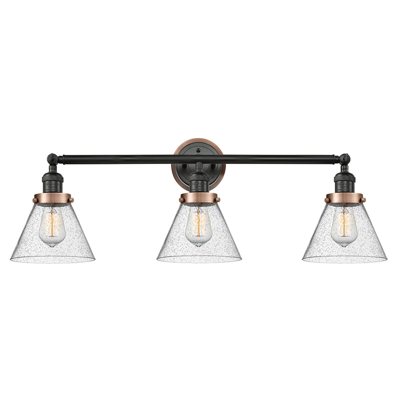Cone Bath Vanity Light shown in the Matte Black finish with a Seedy shade