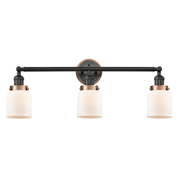 Bell Bath Vanity Light shown in the Matte Black finish with a Matte White shade