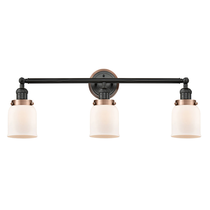 Bell Bath Vanity Light shown in the Matte Black finish with a Matte White shade