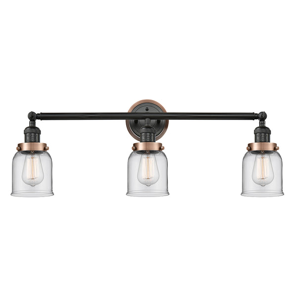 Bell Bath Vanity Light shown in the Matte Black finish with a Clear shade