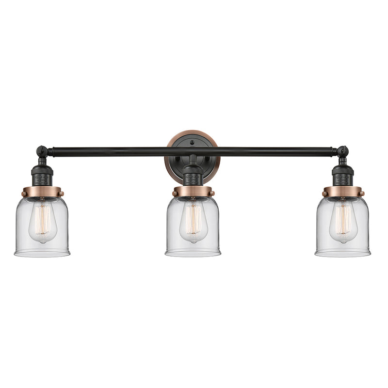 Bell Bath Vanity Light shown in the Matte Black finish with a Clear shade
